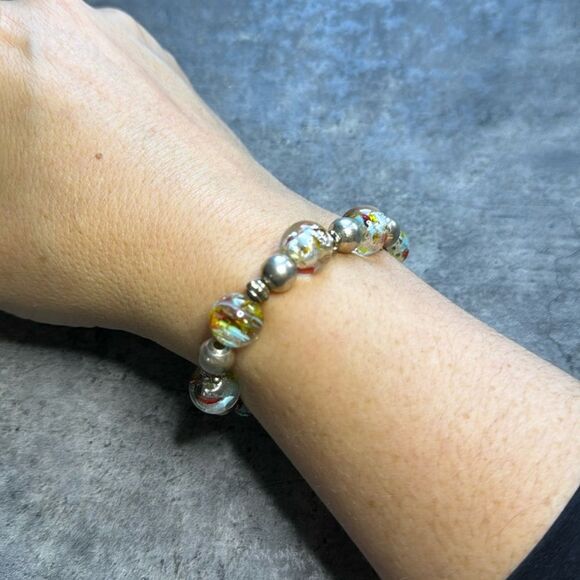 BRACELET Glass/Resin Beaded Bracelet Elastic - Picture 2 of 2